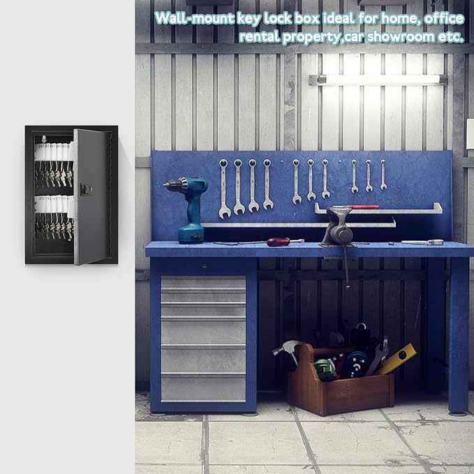 KYODOLED Locking Key Cabinet, 40 Key Storage Lock Box - Image 6