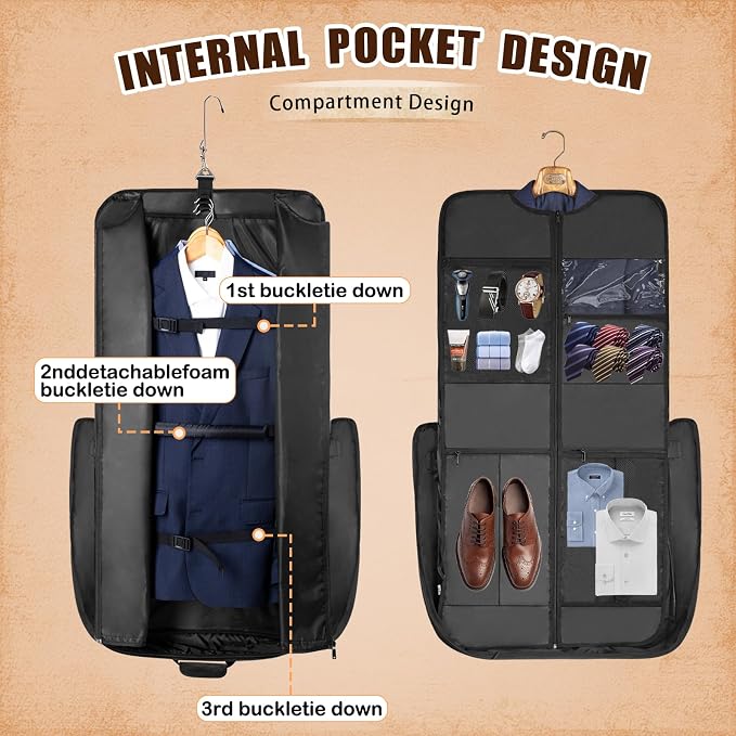 Garment Bag Travel Large Leather Carry On Suit Bag - Image 2