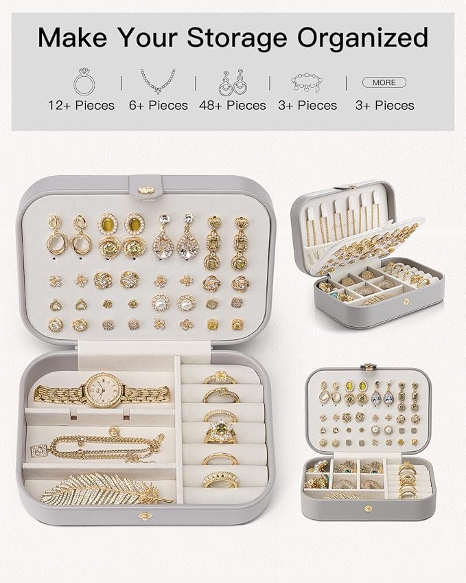 Vlando Travel Jewelry Case, PU Leather Travel Jewelry Box - Image 8