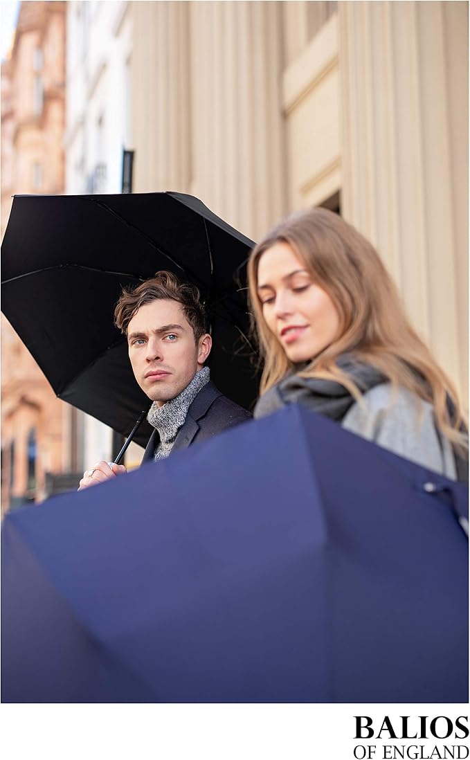 Balios Travel Umbrella Luxurious Golden Hardwood Handle Auto Open & Close - Image 9