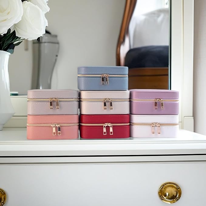 Small Jewelry Travel Case For Womens Small Rectangle PU Leather Jewelry Box - Image 9