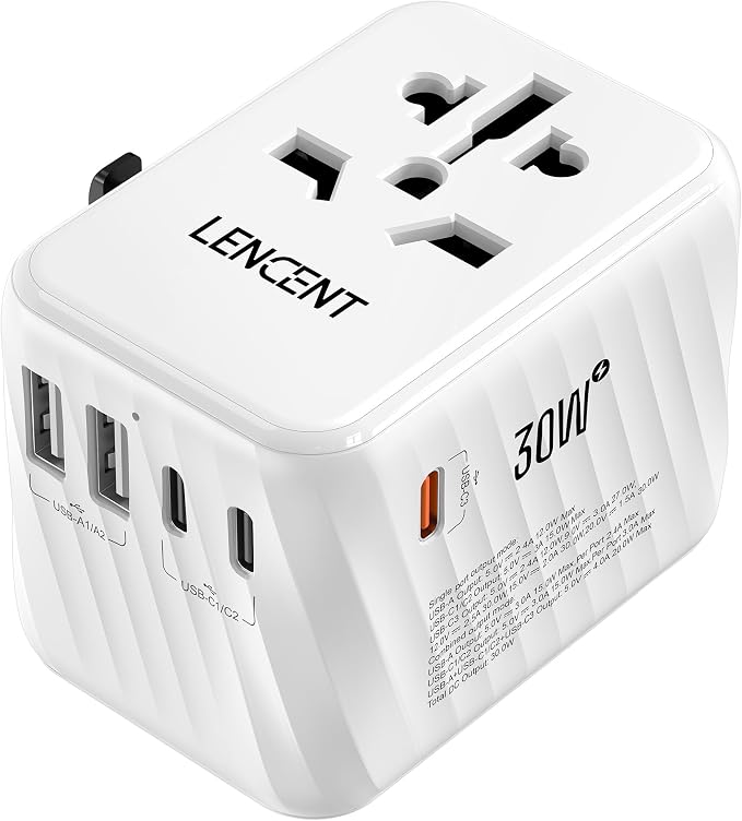 LENCENT Universal Travel Power Adapter, 30W International Wall Charger by LENCENT