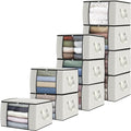 Fab totes 10 Pack Clothes Storage, Foldable Thick Fabric Blanket Storage Bags by Fabtotes