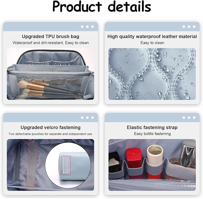 Travel Makeup Bags for Women Cosmetic Bag: Puffy Make up Bags Set of 3 - Image 4