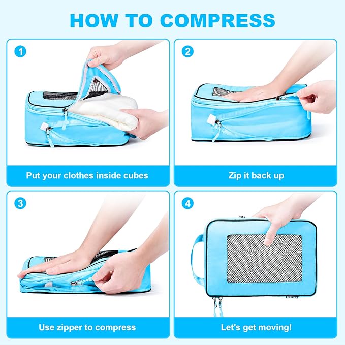 7 Set Compression Packing Cubes Packing Organizer - Image 7