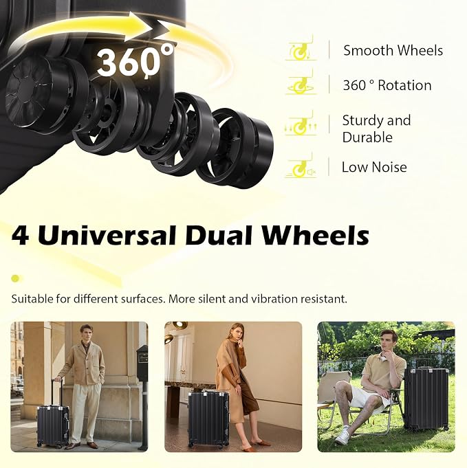 Krute Checked Aluminum Frame Suitcase 24 Inch Zipperless Luggages Hardside PC - Image 7