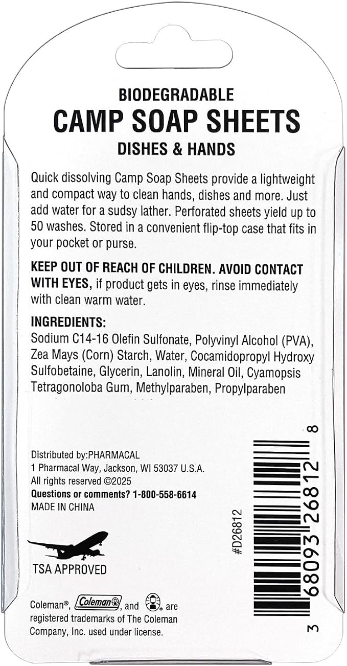 Coleman Camp Soap Sheets – 25 Travel Soap Sheets - Image 2