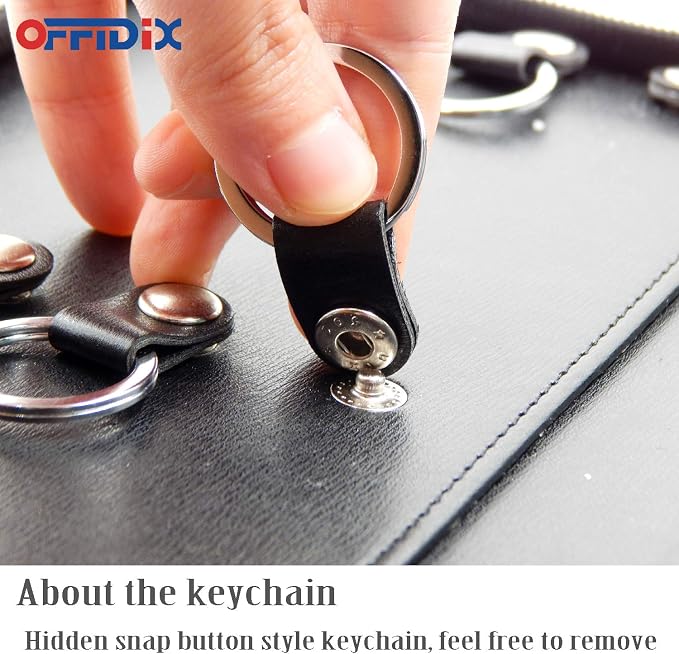 Leather Zippered Key Case, Key Organizer 12-Key Hooks Portable Key Cabinet - Image 5