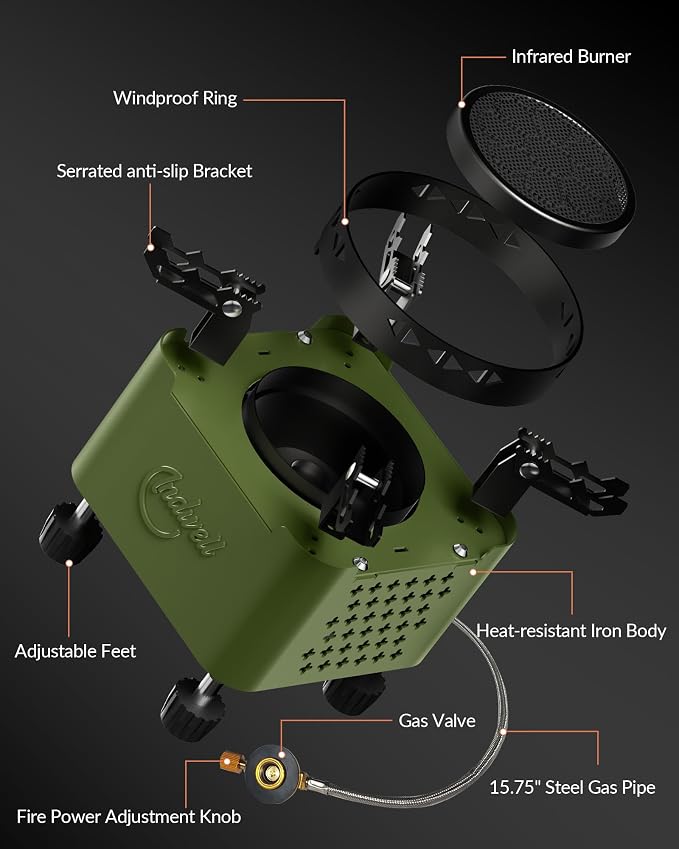 Indwell Camping Stove with Infrared Burner, Single Burner Propane Stove - Image 7