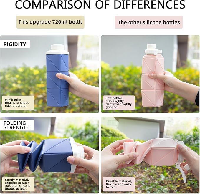 24oz Collapsible Water Bottles–Food-Grade, Lightweight, Foldable Design Perfect - Image 3