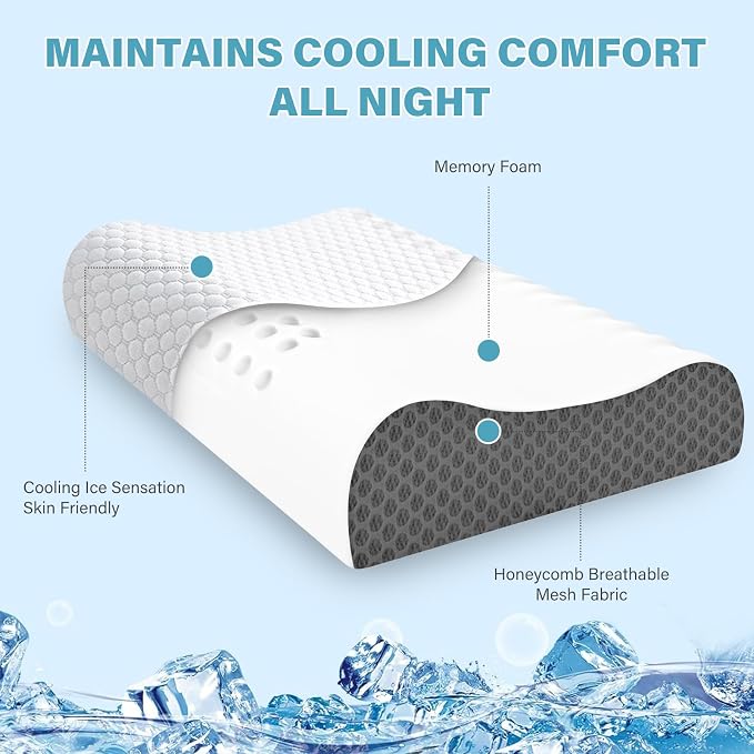 2 Pack Memory Foam Cooling Bed Pillows - Image 5