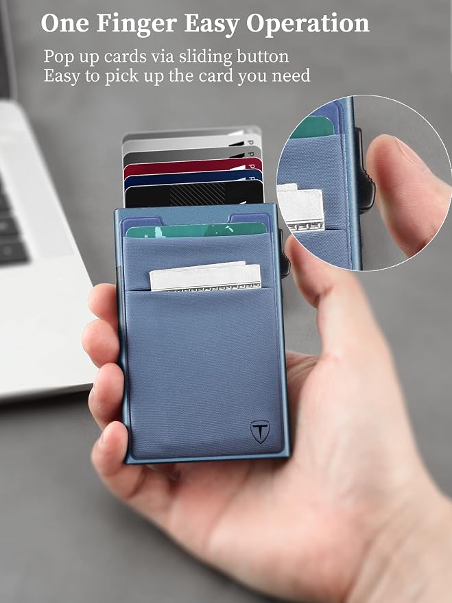 Slim Wallet for Men and Women, Pop Up Credit Card Wallet Metal Minimalist Cards - Image 5