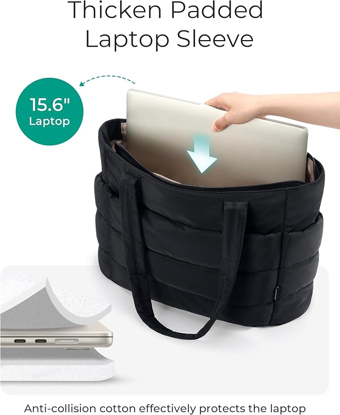 BAGSMART Tote Bag for Women, Lightweight Puffy Tote Bag - Image 4
