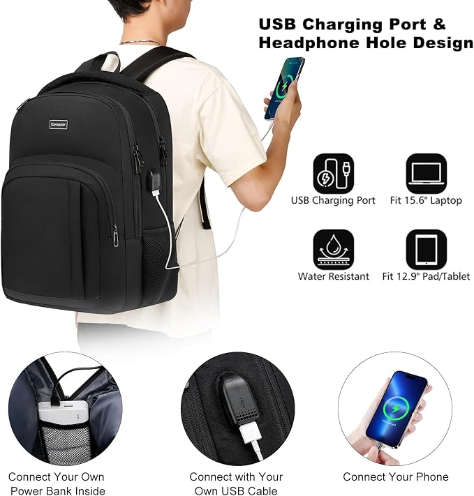 School Backpack for Teen Boys, 15.6 Inch Anti Theft Laptop Bookbag - Image 2