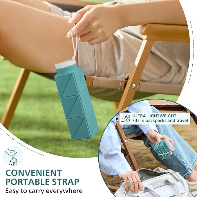 610ml Collapsible Water Bottles Upgrade Foldable Water Bottle BPA Free Reusable - Image 5