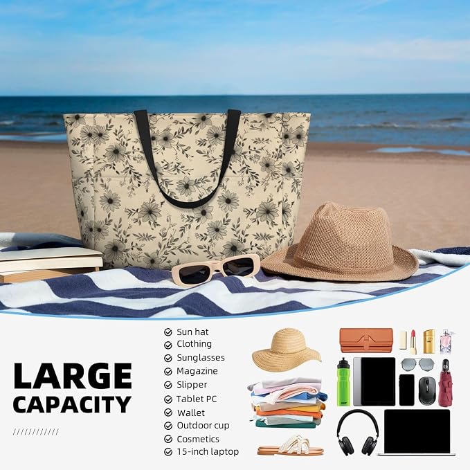 Beach Bag for Women Beach Tote Bag Waterproof Sandproof Large Bags - Image 5