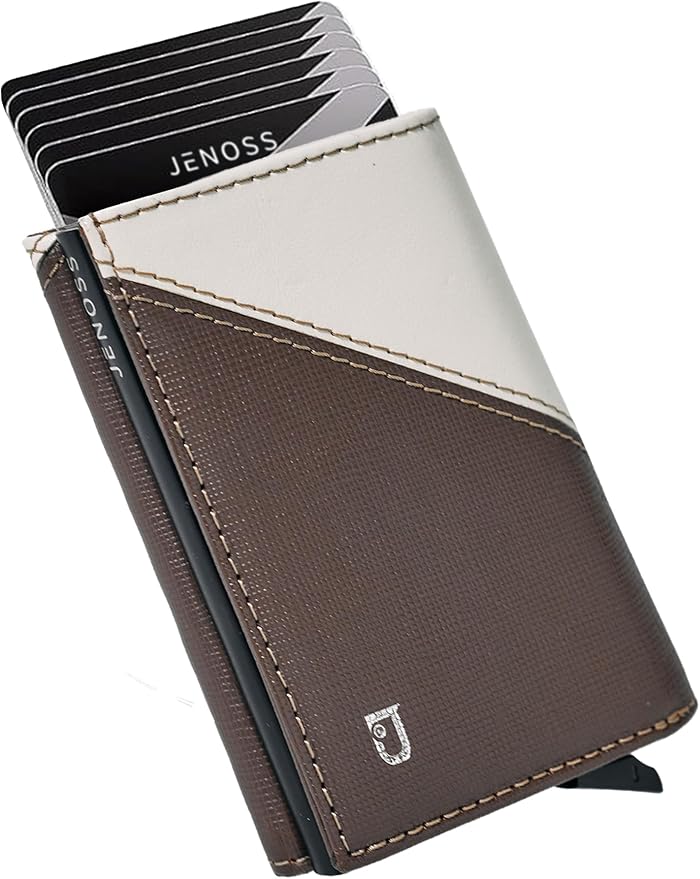 Jenoss Smart Wallet For Men: Full Grain Leather, Handcrafted, Slide Metal Pop by Jenoss-FinestSmartWallet