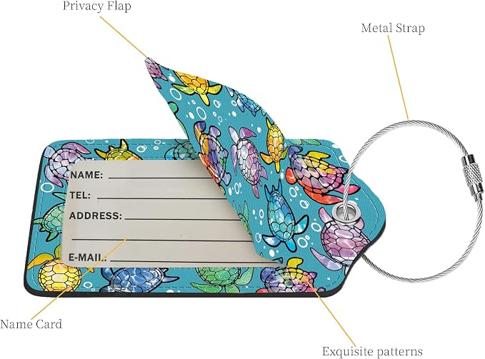 2 Pcs Luggage Tags for Suitcase, Cute Unique PU Leather Travel Bag Tag - Image 3