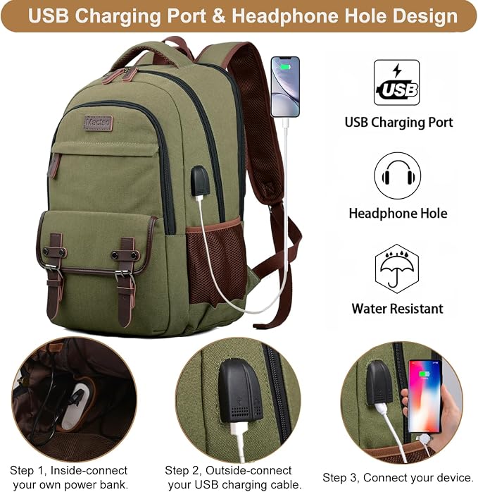 Mactso Canvas Travel Laptop Backpack - Image 2