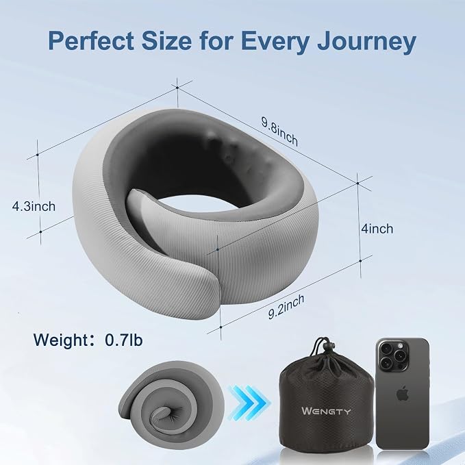 Neck Pillow for Traveling, Travel Neck Pillow for Airplanes, Smooth & Cooling - Image 5
