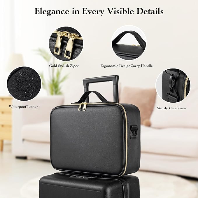 Extra Large Makeup Bag with LED 1X5X10X20X30X Magnifying Mirror and Travel - Image 4