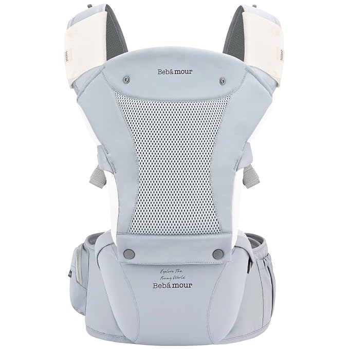 Bebamour Baby Carrier with Hip Seat, All-Position Breathable Mesh Hip Seat & - Image 9