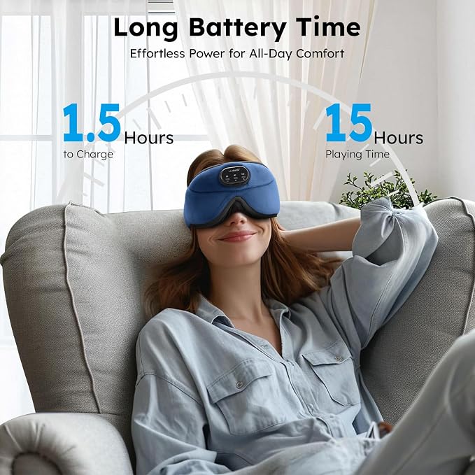 LC-dolida White Noise Sleep Mask, 3D Sleep Headphones - Image 8