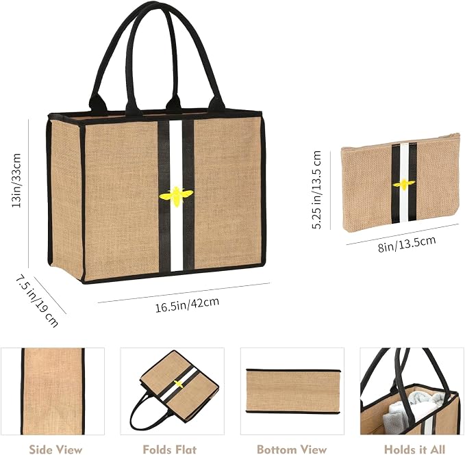 Large Beach Bag Jute Woven Tote - Image 4