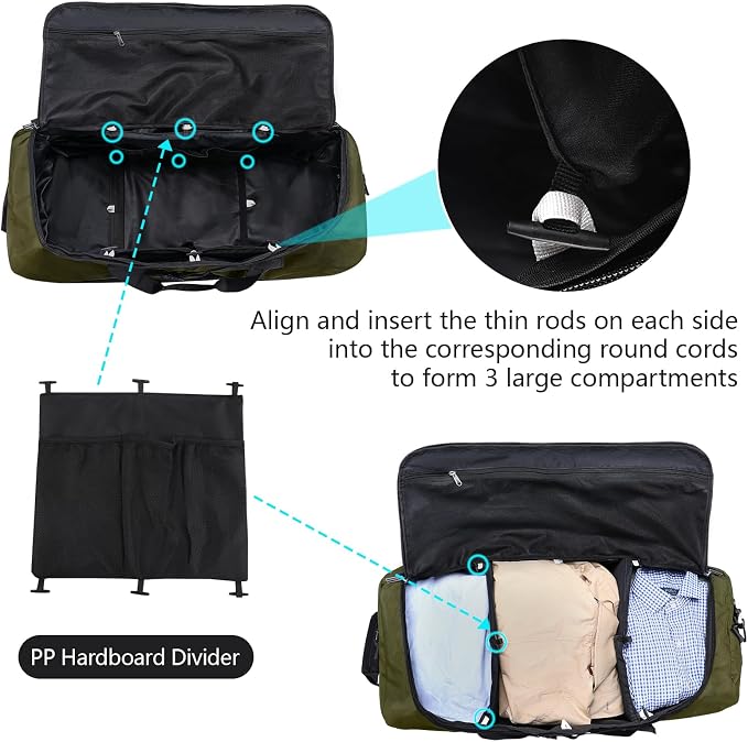 110L Expandable to 140L 32” Foldable Oxford Soft-Sided Rolling Duffle Bag - Image 5