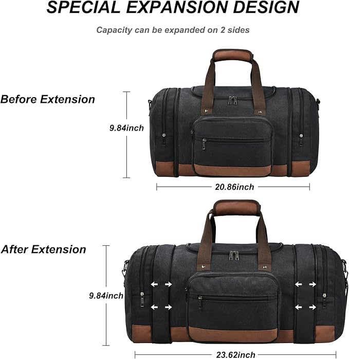 Litvyak Duffle Bag for Travel, 50L Canvas Travel Duffel Bags Overnight Weekend - Image 3