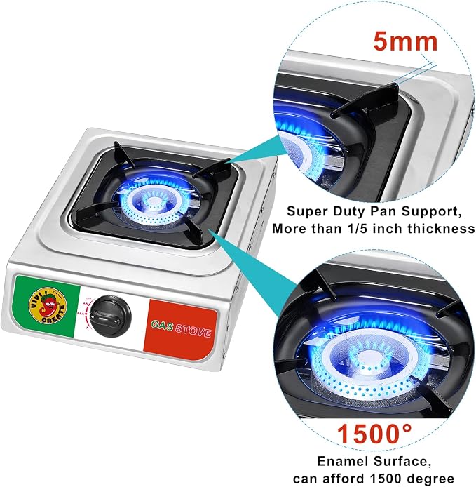 Vivicreate 10000 BTU Single Burner Propane Gas Stove Outdoor Camping Cooker - Image 6