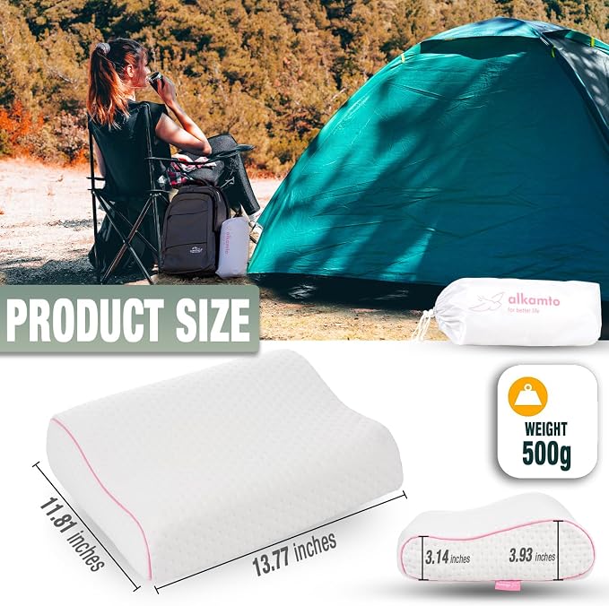 Travel & Camping Comfortable Memory Foam Pillow – Easy to Carry Portable Bag – - Image 2