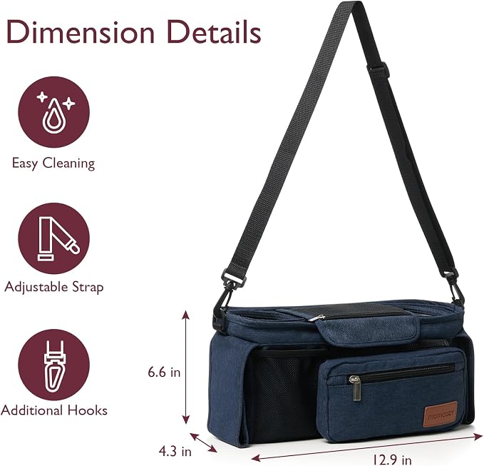 Momcozy Universal Baby Stroller Organizer, 2 Insulated Cup Holder, Detachable - Image 7