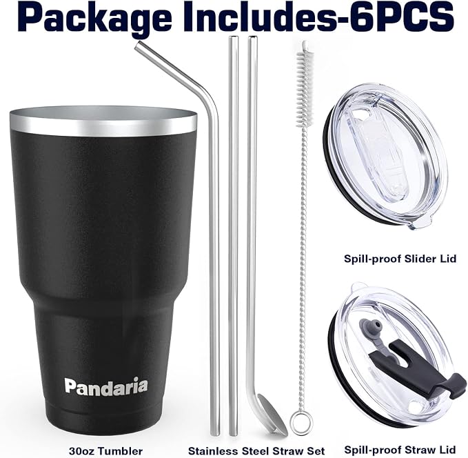 30 oz Travel Coffee Tumbler Cup, Double Wall Stainless Steel Reusable Spill - Image 2