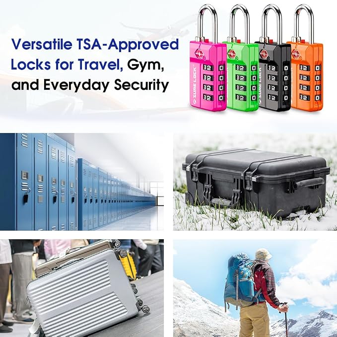 SURE LOCK TSA-Approved 4-Digit Resettable Combination Lock - Image 6
