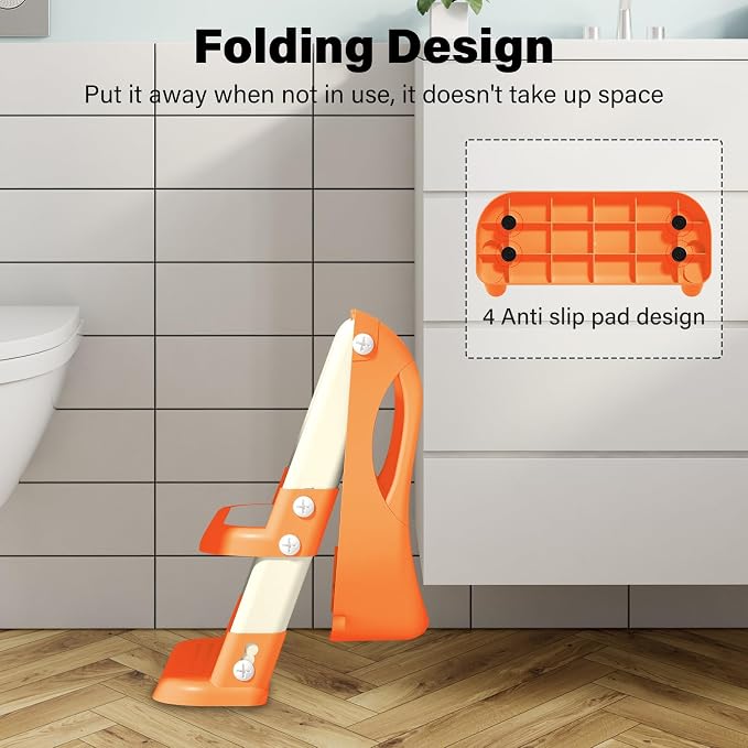 Potty Training Seat with Step Stool Ladder, Adjustable Foldable Potty Seat - Image 5