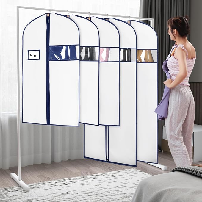 Syeeiex 60'' Garment Bags for Hanging Clothes, Dress Garment Bags for Gowns - Image 4