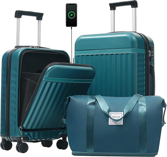 Merax Luggage Sets Front Opening, 2 Piece Hardshell Suitcase by Merax
