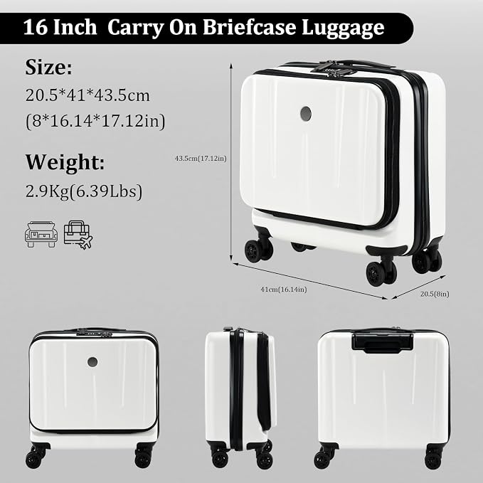 16 Inch Carry On Luggage with 2 Compartments - Image 8
