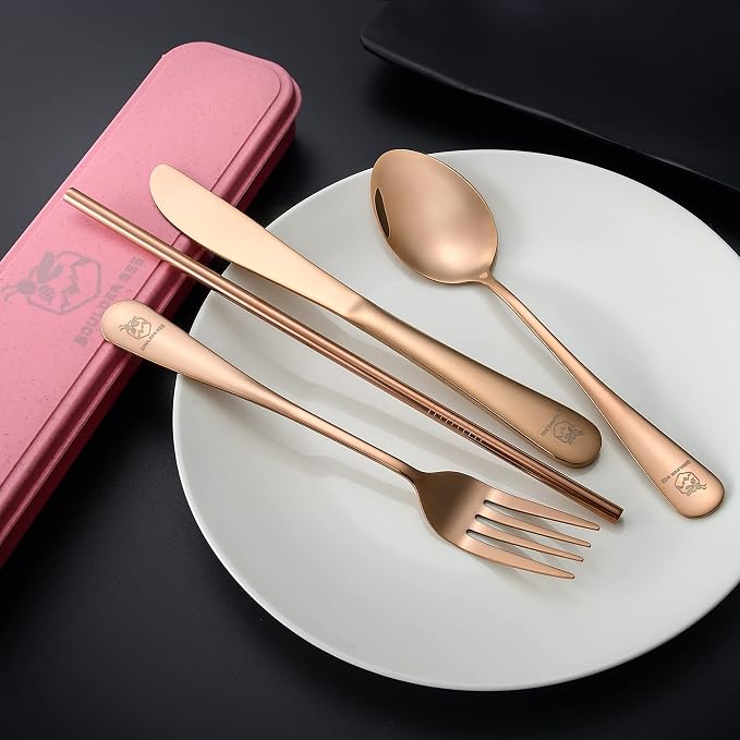 Boulder Bee Travel Utensils | Reusable Camping Cutlery | Stainless Steel - Image 2