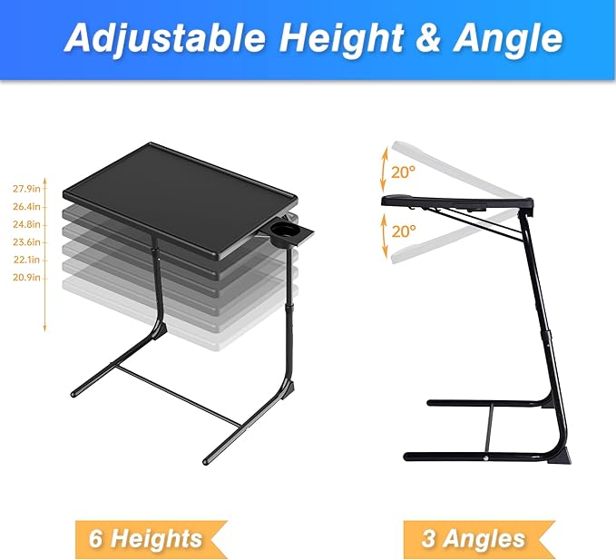 Allpop TV Tray Table, Adjustable TV Dinner Tray - Image 5