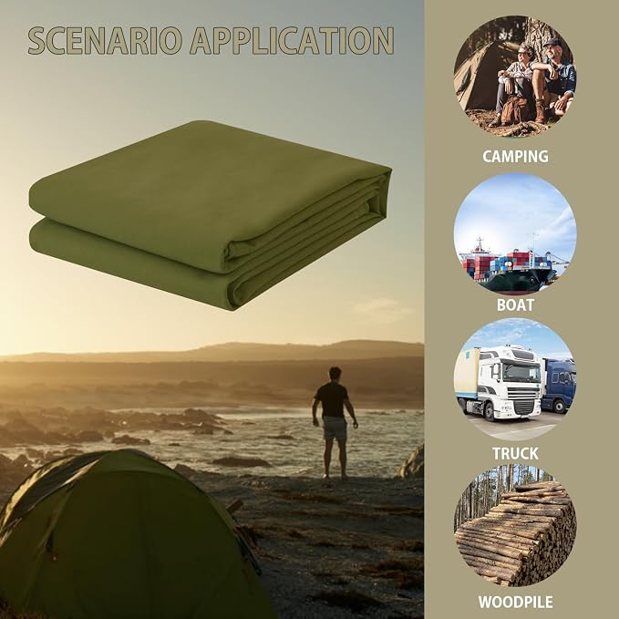 FoundGo Canvas Tarp 10x12ft Heavy Duty Waterproof Tarps - Image 6