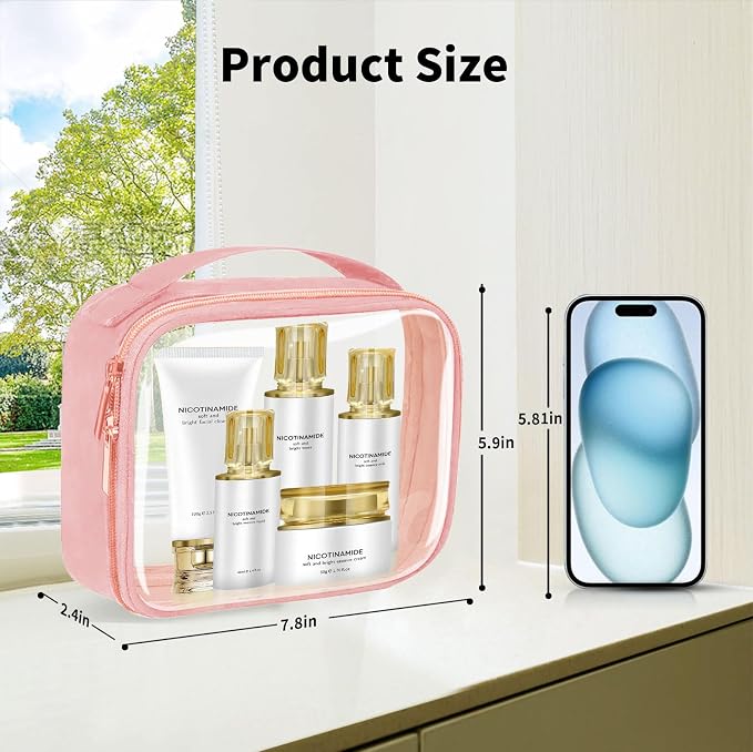 TSA Approved Travel Toiletry Bag, 4 Pack Clear Makeup Bags - Image 2
