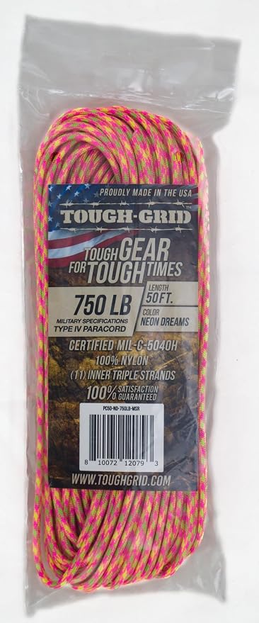 TOUGH-GRID 750 Paracord Rope Nylon Parachute Cord, Made in USA Survival Kit - Image 2
