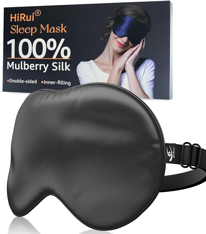 HiRui Silk Sleep Mask, 100% Natural Mulberry Silk of Double-Sided & by HiRui