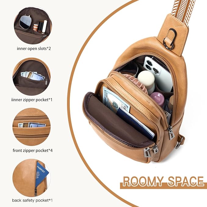 Sling Bag for Women Cross Body Purse Fanny Pack Sling Backpack Vegan Leather - Image 4