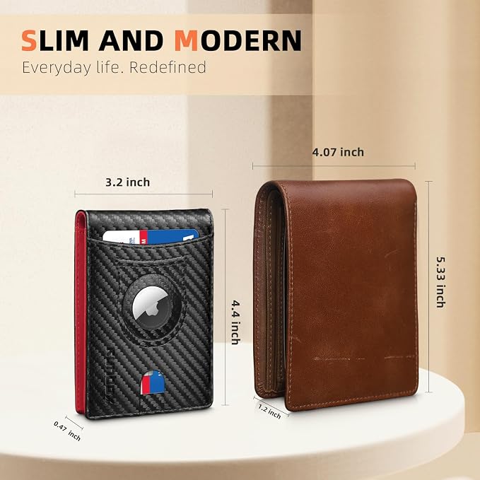 RUNBOX AirTag-Wallet-Mens-Slim-RFID Blocking Wallets Leather - Image 5