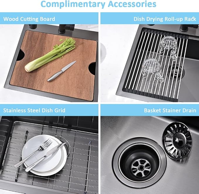 15 Inch Black Bar Sink Drop In Workstation-Bokaiya 15x15 Drop In Bar Sink Small - Image 9