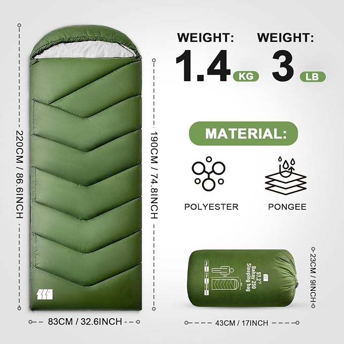 Sleeping Bags for Adults Cold Weather, Waterproof, Lightweight Camping Sleeping - Image 2