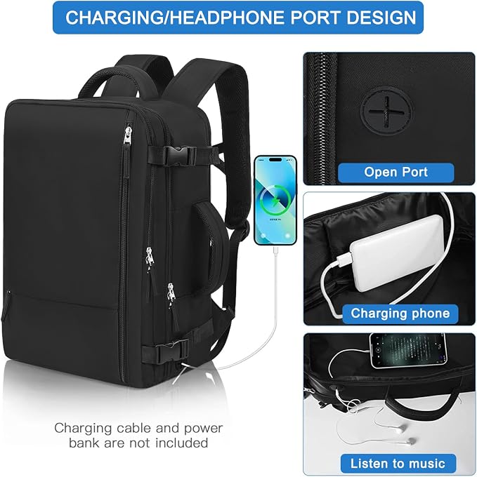 Hanples Travel Backpack for Women Men, Large Carry On Person Item Luggage - Image 5